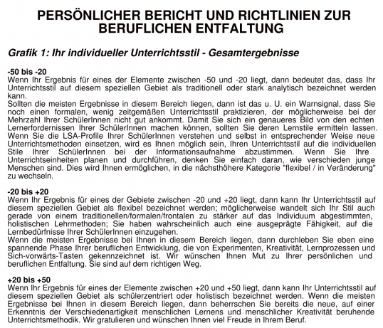 Persönlicher Bericht (Ausschnitt)
